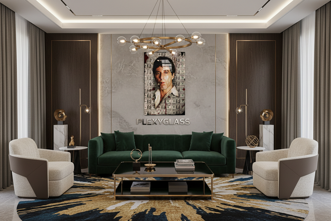 Salotto di lusso con stampa plexiglass