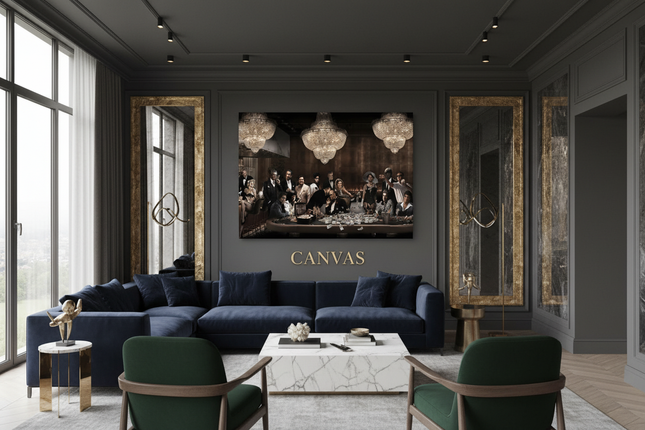 Soggiorno moderno con stampa canvas