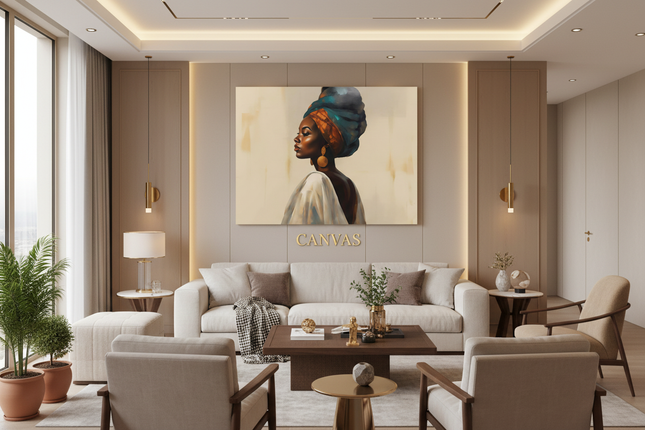Soggiorno moderno con stampa canvas